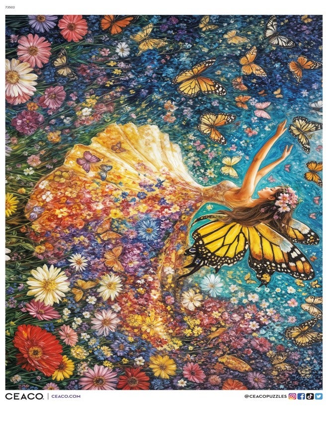 سيكو أحجية الصور المقطوعة Ceaco - JK Stewart - Lady Butterfly - 500 قطعة - نشاط ممتع ومريح للكبار - Image 5