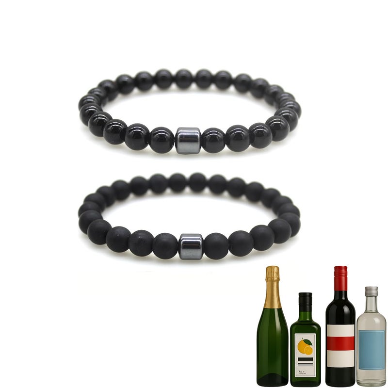 MIFYNN Glame Anti Alcohol Bracelet for Men Women Stop Drinking Alcohol Manifestation Hematite Abstinence Assistance Natural Stone Bracelets Calming Anxiety Healing Bracelets Jewelry Anxiety Stress Relief Gifts (B) - Image 1