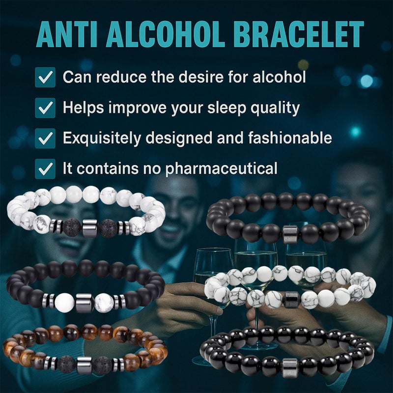 MIFYNN Glame Anti Alcohol Bracelet for Men Women Stop Drinking Alcohol Manifestation Hematite Abstinence Assistance Natural Stone Bracelets Calming Anxiety Healing Bracelets Jewelry Anxiety Stress Relief Gifts (B) - Image 2