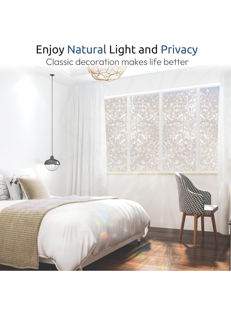 rabbitgoo Window Privacy Film, Decorative Rainbow Window Clings for Glass Covering, Static Cling Non Adhesive Door Stickers UV Blocking, Stained Glass Vinyl Decal, 3D Pebble, 17.5 x 78.7 inches - Image 3