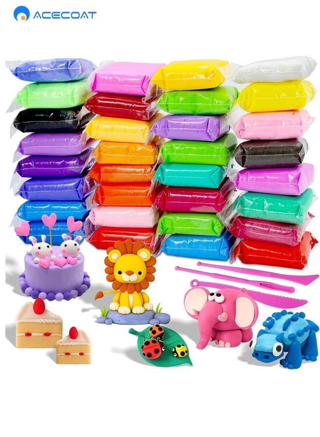 ACECOAT Air Dry Clay For Kids -32 Colors Molding Clay Kit, Safe & Non-Toxic, Kids Diy Model Art & Crafts Toys For Boys & Girls 3-12 Years Old - Image 1