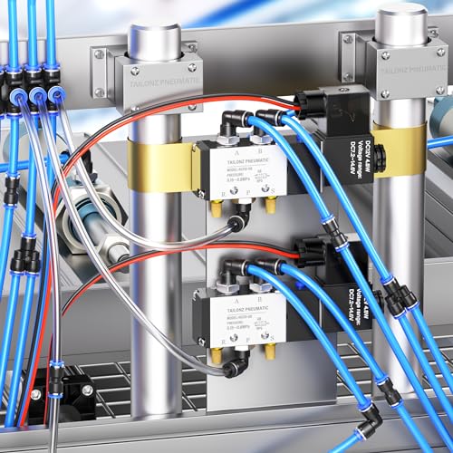 TAILONZ PNEUMATIC 5/32 Inch od Push to Connect Fittings Pneumatic Fittings Kit 10 Spliters+10 Elbows+10 tee+10 Straight (40 pcs) - Image 5