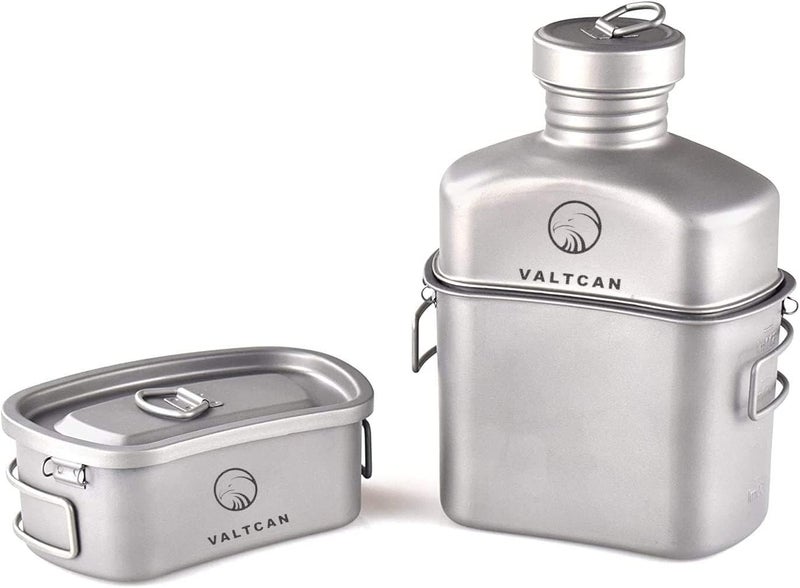 Valtcan Titanium Canteen Mess Kit 1100ml 37oz Capacity with 750ml and 400ml cookware Cups - Image 2