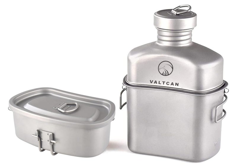 Valtcan Titanium Canteen Mess Kit 1100ml 37oz Capacity with 750ml and 400ml cookware Cups - Image 3