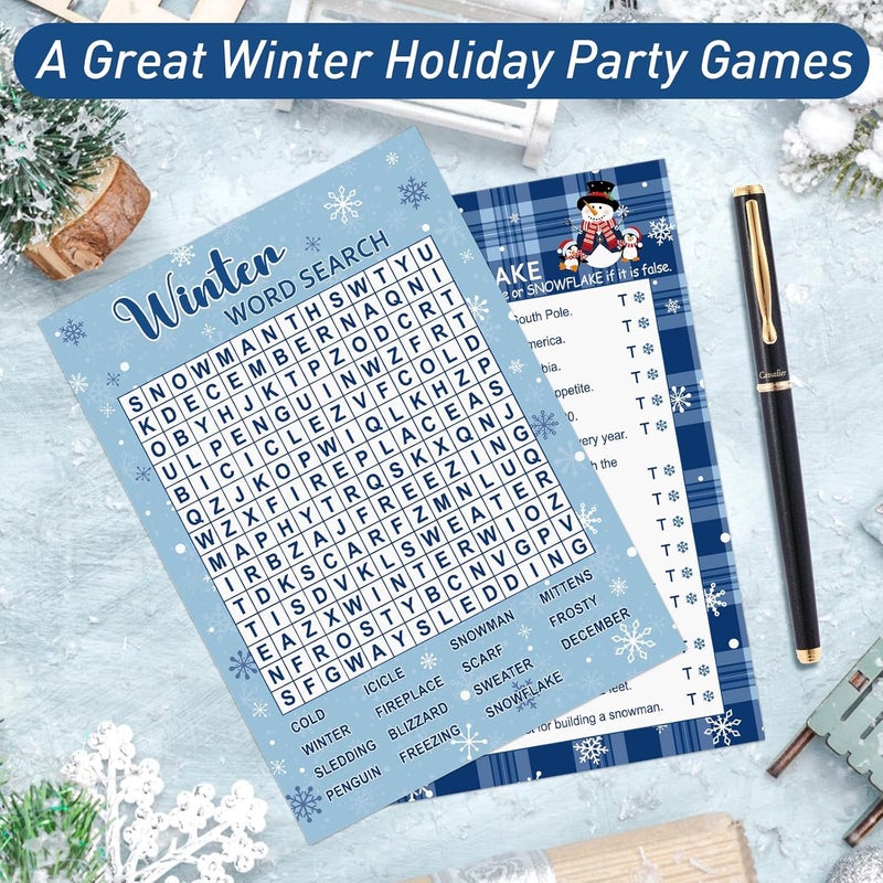 COCHIE 30 Players Winter Holiday Christmas Party Games for Adults Family Office Large Groups, Word Search Game, Guesstures Game, Fact or Flake Games with Answer Key (Winter Search) - Image 5