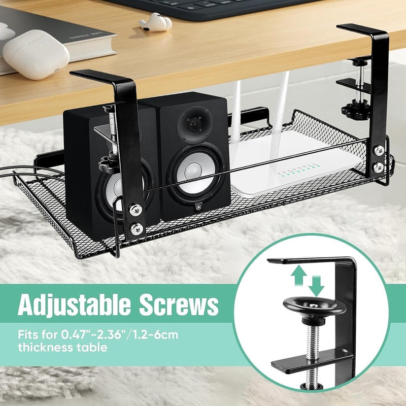 Bayleef No Drilling Under Desk Cable Management Metal Cable Management Tray Under Desk with Clamp - Image 5