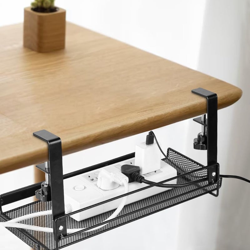 Bayleef No Drilling Under Desk Cable Management Metal Cable Management Tray Under Desk with Clamp - Image 4