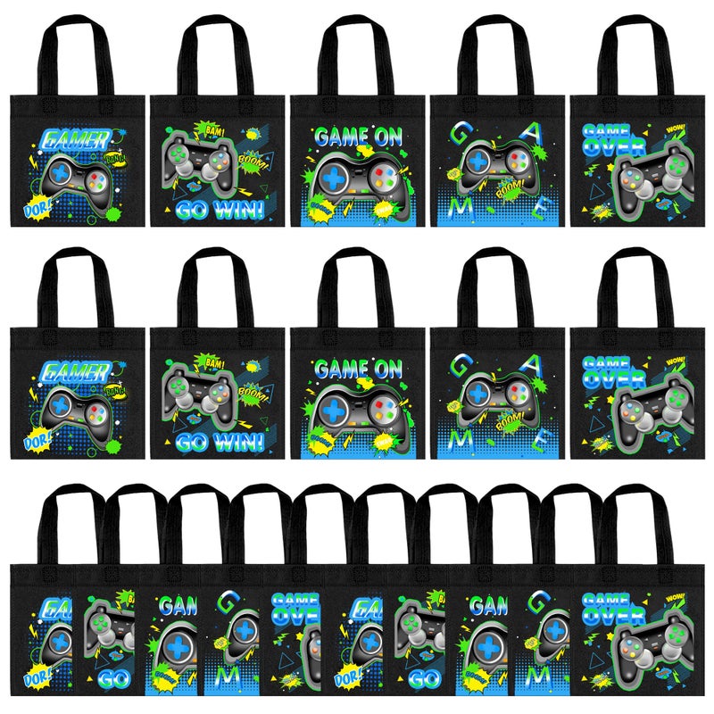 BANBALLON 20 PCS Video Game Party Favor Bags Gamer Gift Bags Treat Gift Bags for Kids Game On Birthday Party Video Game Theme Party Baby Shower Level Up Goodie Bags Supplies GAME 01 - Image 2