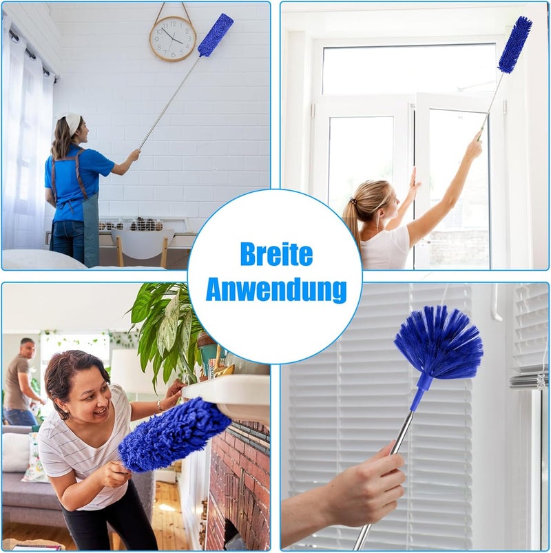 wlich 7-Piece Telescopic Washable Duster Long Extendable up to 213 cm Spider Web Remover with Hook Microfibre Dust Mop for High Ceilings Cobwebs - Image 4