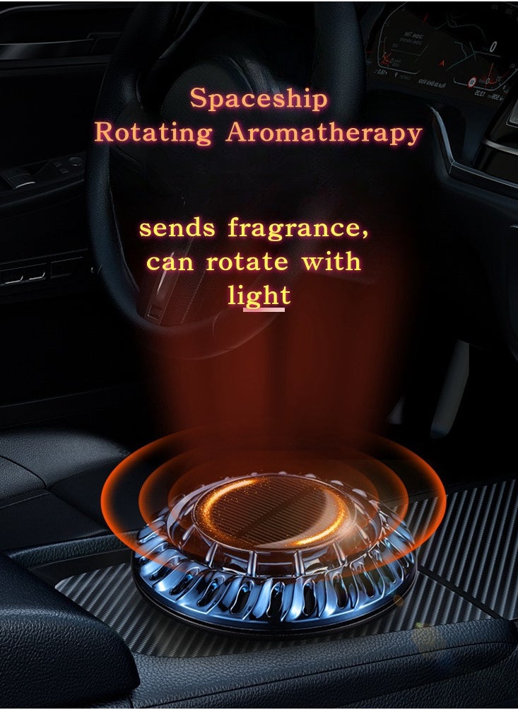 Hiras Solar Powered Automatic Rotating Spaceship Car Aromatherapy Perfume Holder Air Freshener Car Ornaments  - Image 2