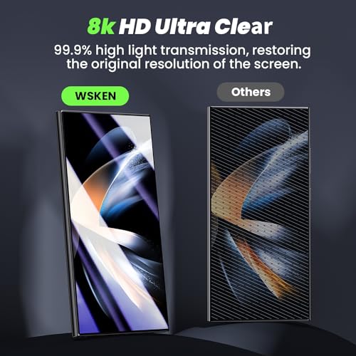 WSKEN for Samsung Galaxy S24 Ultra Screen Protector Tempered Glass [Zero Bubble] [Auto Dust-Remove] [Support Fingerprint Unlock] Anti Glare HD Full Coverage 9H Flim 6.8 inch - 2 Pack - Image 4