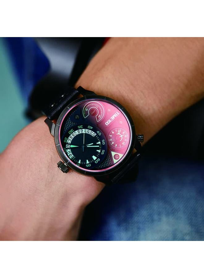 Time100 Men's Watch National Trend Colorful Coating Triple Movement Multifunctional Versatile Leather Strap Men's Watch Jd Self-operated - Image 1