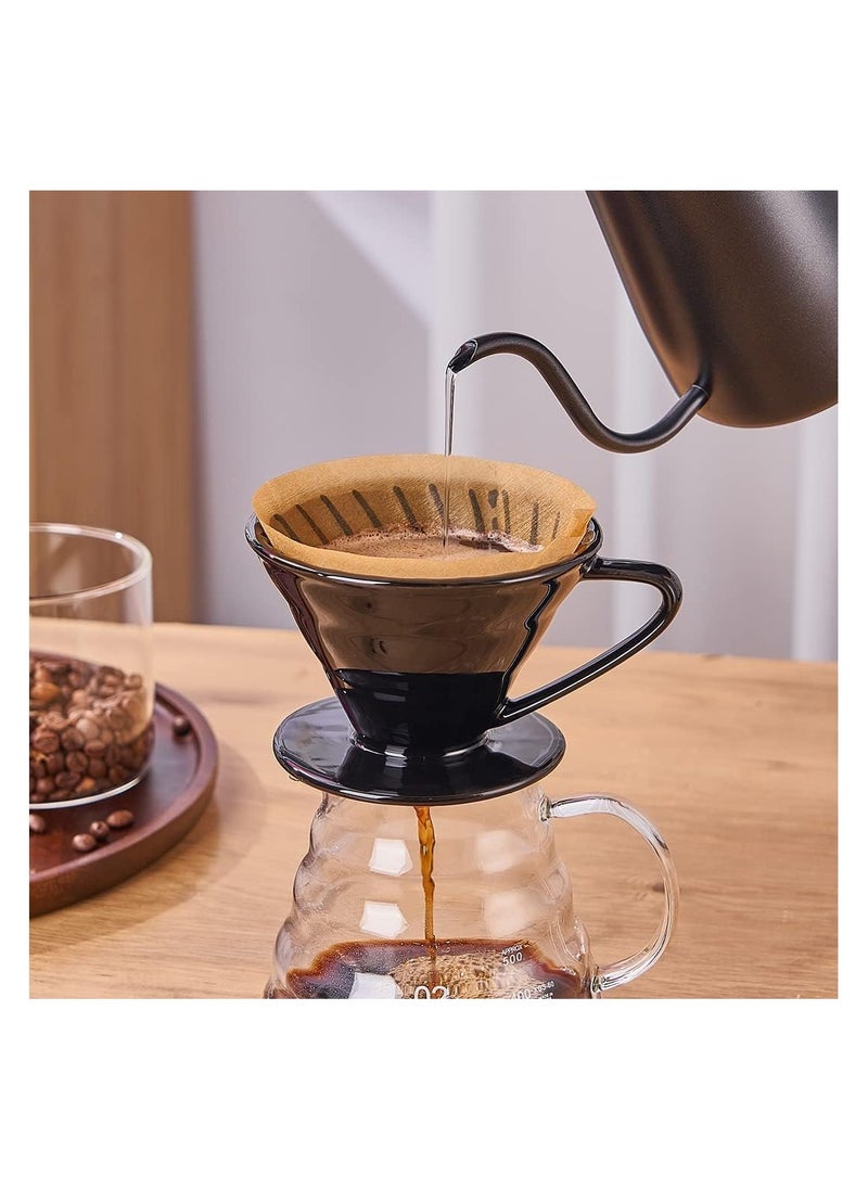Cuisine Art Pour-over Coffee Filter Cup Filter Cup Ceramic Spiral Vintage Kiln Conical Drip Filter Cup Filter Cup,Ceramic Pour Over Coffee Dripper,Easy Manual Brew Maker,Ceramic Coffee Dripper(Black)  - Image 2
