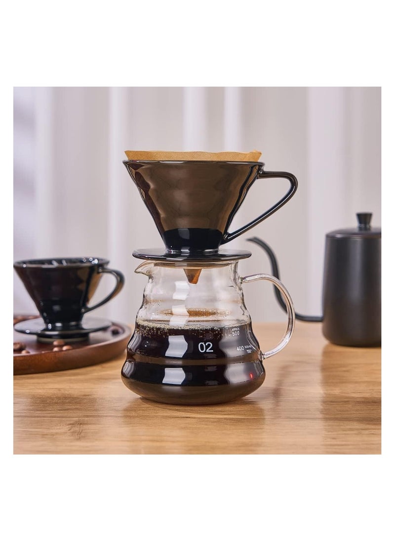 Cuisine Art Pour-over Coffee Filter Cup Filter Cup Ceramic Spiral Vintage Kiln Conical Drip Filter Cup Filter Cup,Ceramic Pour Over Coffee Dripper,Easy Manual Brew Maker,Ceramic Coffee Dripper(Black)  - Image 3