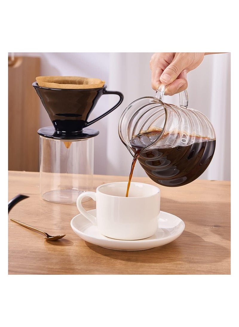 Cuisine Art Pour-over Coffee Filter Cup Filter Cup Ceramic Spiral Vintage Kiln Conical Drip Filter Cup Filter Cup,Ceramic Pour Over Coffee Dripper,Easy Manual Brew Maker,Ceramic Coffee Dripper(Black)  - Image 4