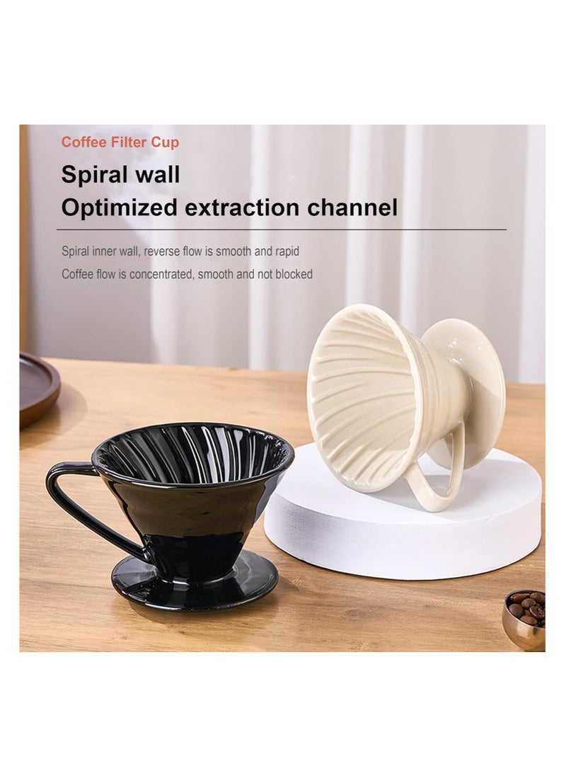Cuisine Art Pour-over Coffee Filter Cup Filter Cup Ceramic Spiral Vintage Kiln Conical Drip Filter Cup Filter Cup,Ceramic Pour Over Coffee Dripper,Easy Manual Brew Maker,Ceramic Coffee Dripper(Black)  - Image 5
