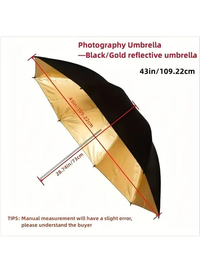 43 Inches Black Golden Double Layer Photography Soft Umbrella For Studio Lighting - Image 1