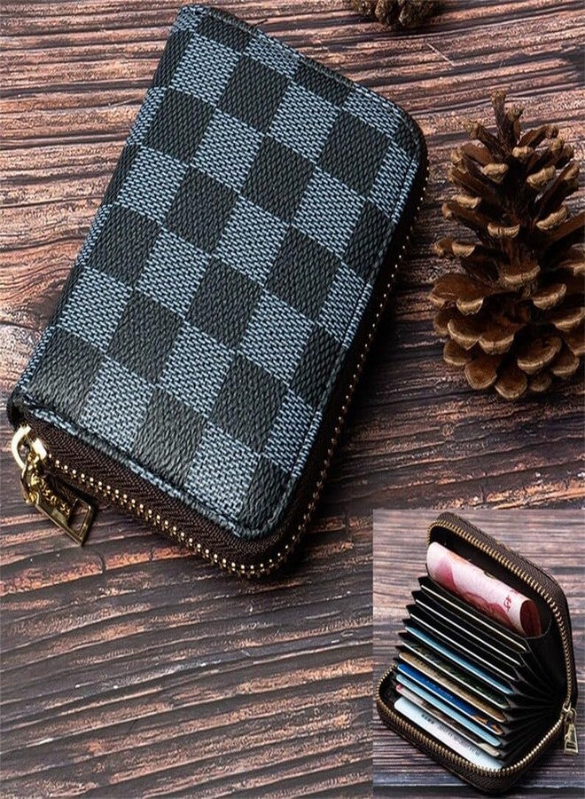 Brajin Fashion Women's Card Bag Zipper Small Coin Purse Male and Female Organ Credit Card Holder Multi-Card Driver's License Holder (Black) - Image 2