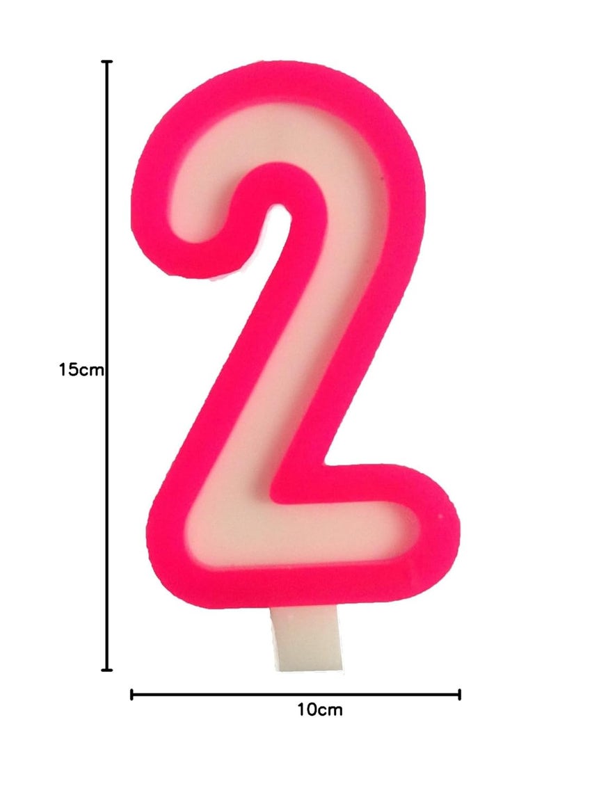 Funcart Funcart Pink and White Numerical 2 Style Candle for 2nd Birthday DecorationCake TopperCake DecorationBirthday Decoration  - Image 2