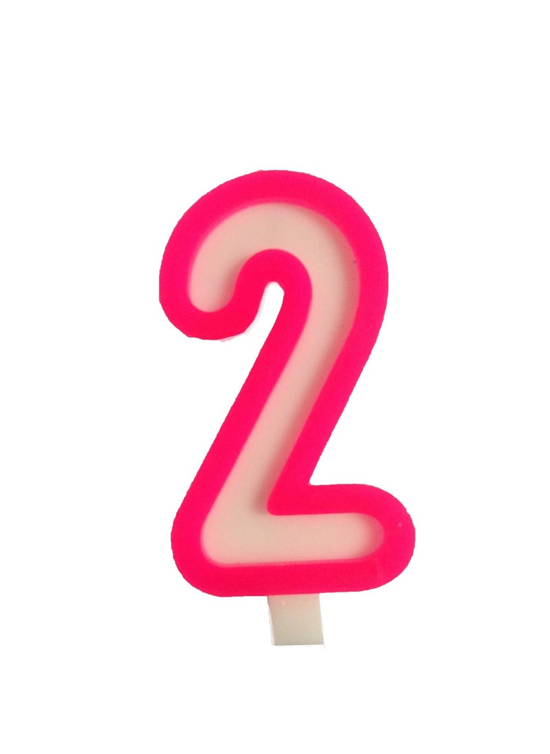 Funcart Funcart Pink and White Numerical 2 Style Candle for 2nd Birthday DecorationCake TopperCake DecorationBirthday Decoration  - Image 1