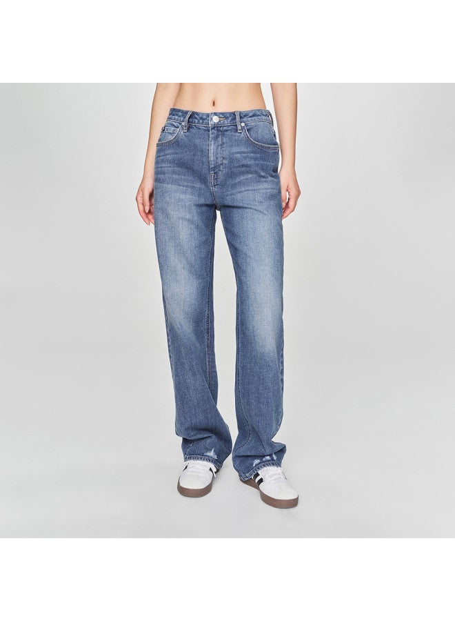 LEE Early Spring New Arrival 429 Standard Mid-rise Straight-leg Five-pocket Medium Blue Women's Jeans Trendy - Image 2