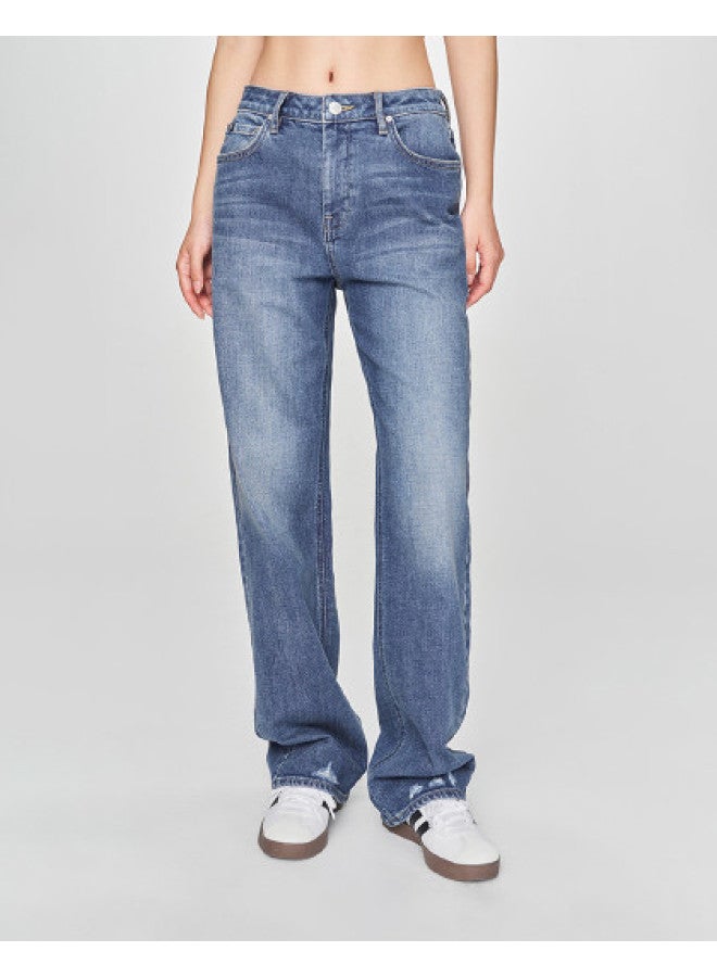 LEE Early Spring New Arrival 429 Standard Mid-rise Straight-leg Five-pocket Medium Blue Women's Jeans Trendy - Image 1