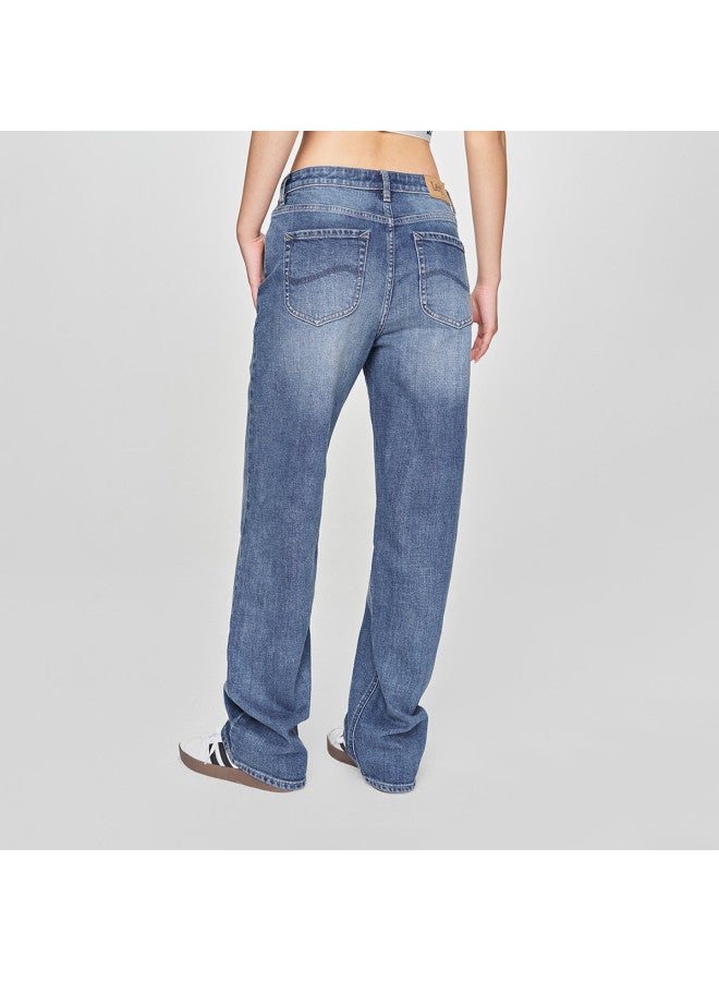 LEE Early Spring New Arrival 429 Standard Mid-rise Straight-leg Five-pocket Medium Blue Women's Jeans Trendy - Image 3