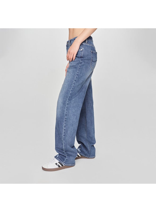LEE Early Spring New Arrival 429 Standard Mid-rise Straight-leg Five-pocket Medium Blue Women's Jeans Trendy - Image 5