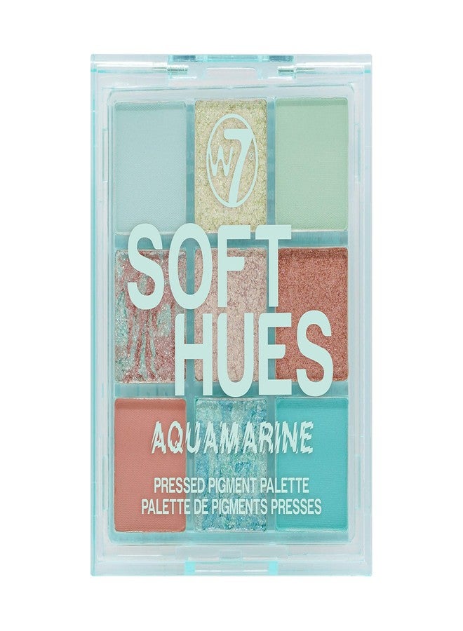 W7 | Soft Hues Pressed Pigment Palette | Colorway: Aquamarine | Tones: Mattes and Duo-Chromes | Color: Blues, Greens, Golds and Nudes | Cruelty Free Makeup For Women - Image 1