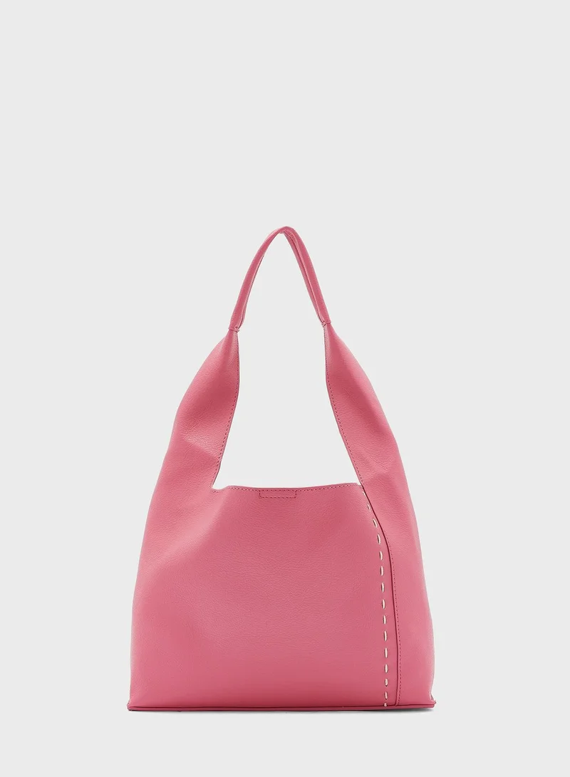 Ginger Stitch Detail Slouchy Shopper Bag
