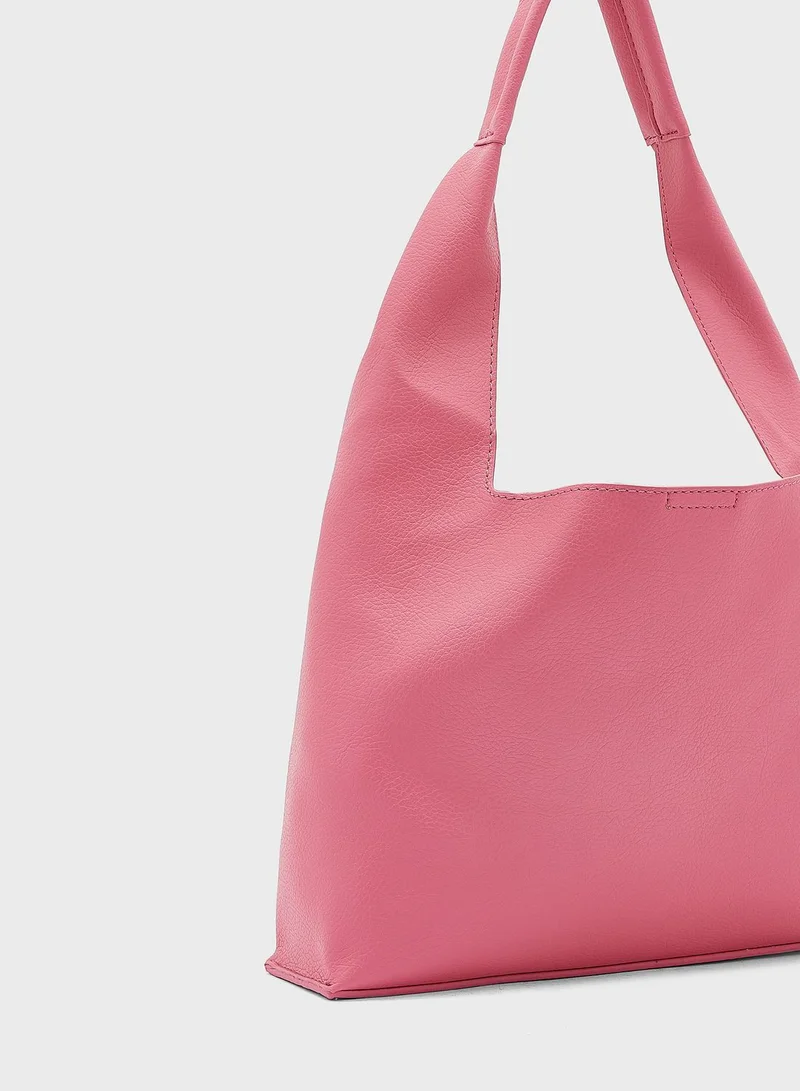Ginger Stitch Detail Slouchy Shopper Bag
