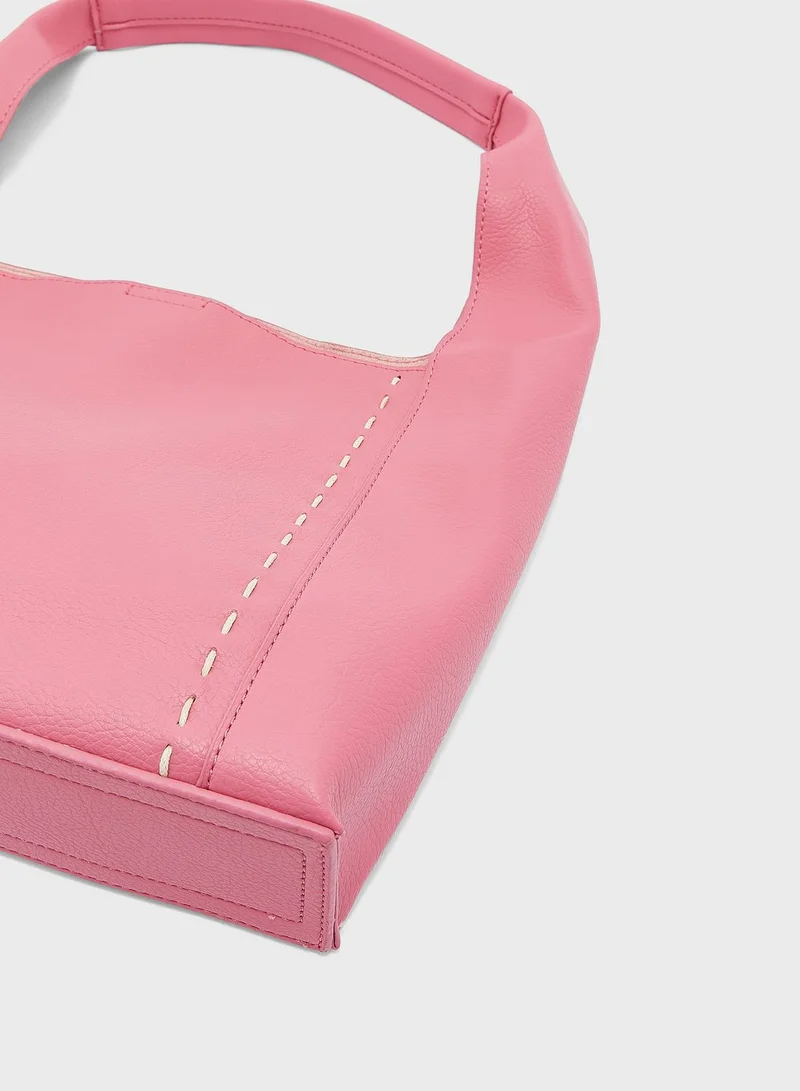 Ginger Stitch Detail Slouchy Shopper Bag