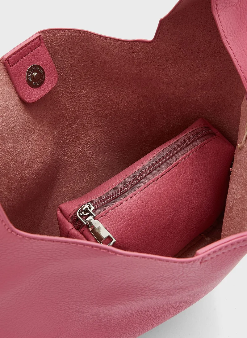 Ginger Stitch Detail Slouchy Shopper Bag