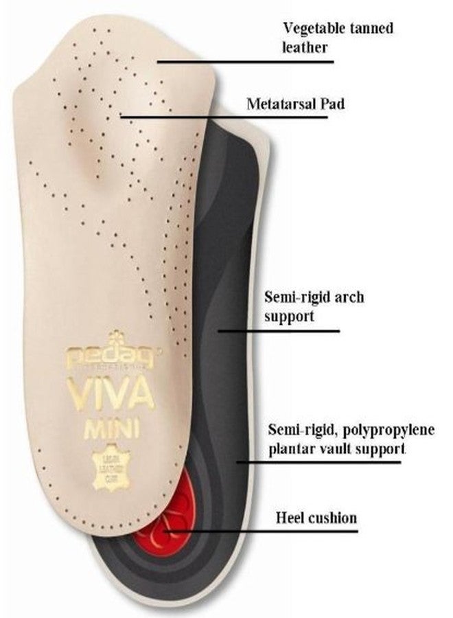 pedag Viva Mini | 3/4 Leather Arch Support Inserts | Handmade in Germany | Plantar Fasciitis Relief | Heel Cushion | Metatarsal Support Pad | Low Profile Shoe Insoles | Tan | Men US 10/ EU 43 - Image 4