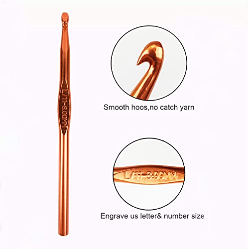 Weabetfu Aluminum Crochet Hook,Soft Grip Crocheting Hooks for Knitting Craft Yarn,Crochet Hooks Size L,8.0mm-New - Image 2