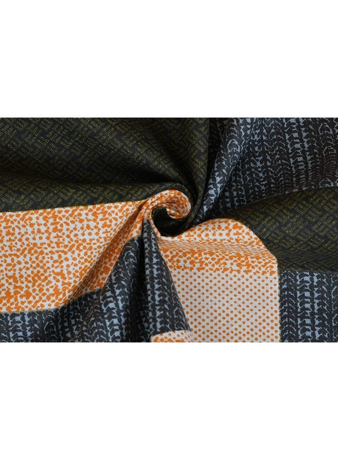 SpangleHomes Pure Cotton Geometric Diwan Set, 1 (60 X 90 Inches) Bedsheet, 5 (16x 16 inches) Cushion Covers and 2 Booster Covers (8 PCS Set, XL) (Orange&Grey, (1+2+5)) - Image 3