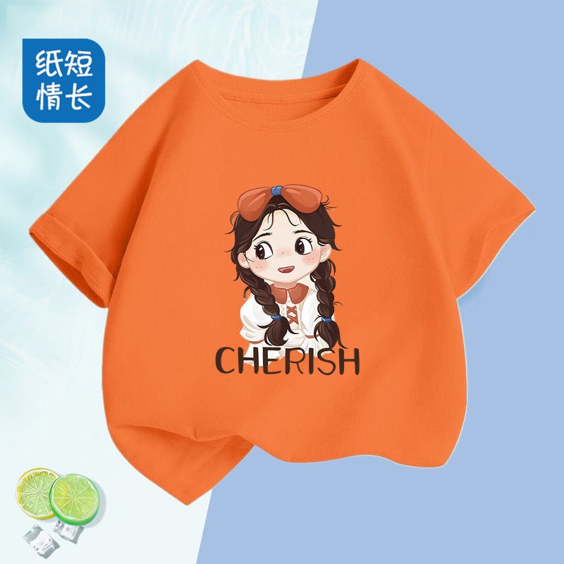 2301 # Boys And Girls Pure Cotton Short-Sleeved T-Shirt Summer Popular Cartoon Print Skin-Friendly Breathable Trendy Children'S Clothing - Image 1
