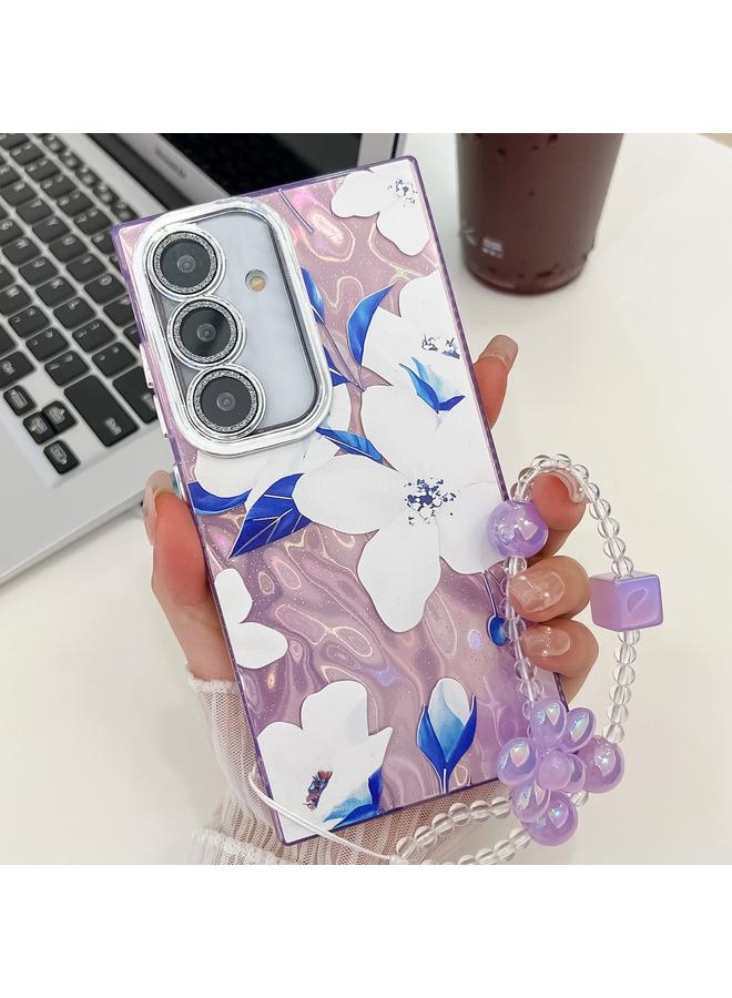 S-TOP Case For Samsung Galaxy A25 5G Electroplating Flowers Plants Texture Wristband TPU Phone Case - Image 1