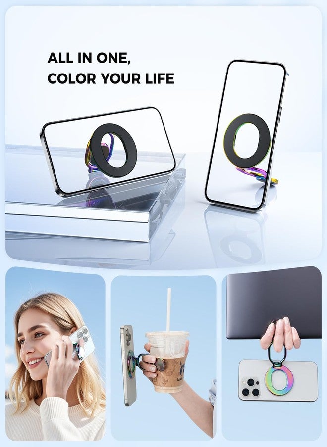 SUPERONE [2026 Upgraded] SUPERONE Magnetic Phone Holder Grip for MagSafe, Dual-Side Magnet Adjustable Gym Finger Loop Ring Stand for iPhone 17/16/15/14/13/12 MagSafe Case, Fit Magnetic Car Mount (Colorful) - Image 2