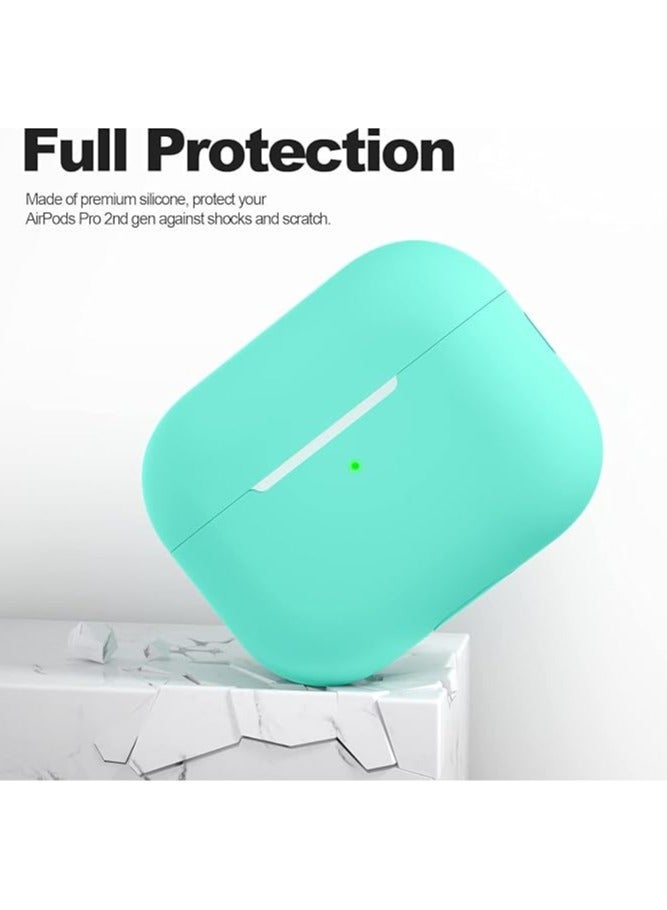 Compatibility With for AirPods Pro 2nd Generation Case Cover(2022), Protective Soft Silicone Skin Accessories for Men Women Boys Girls for Apple AirPods Pro Gen 2, Front LED Visible (Mint Green)  - Image 3