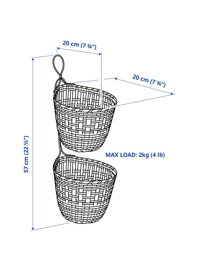 erorex Basket Hanging, Set Of 2, Handmade Bamboo - Image 4