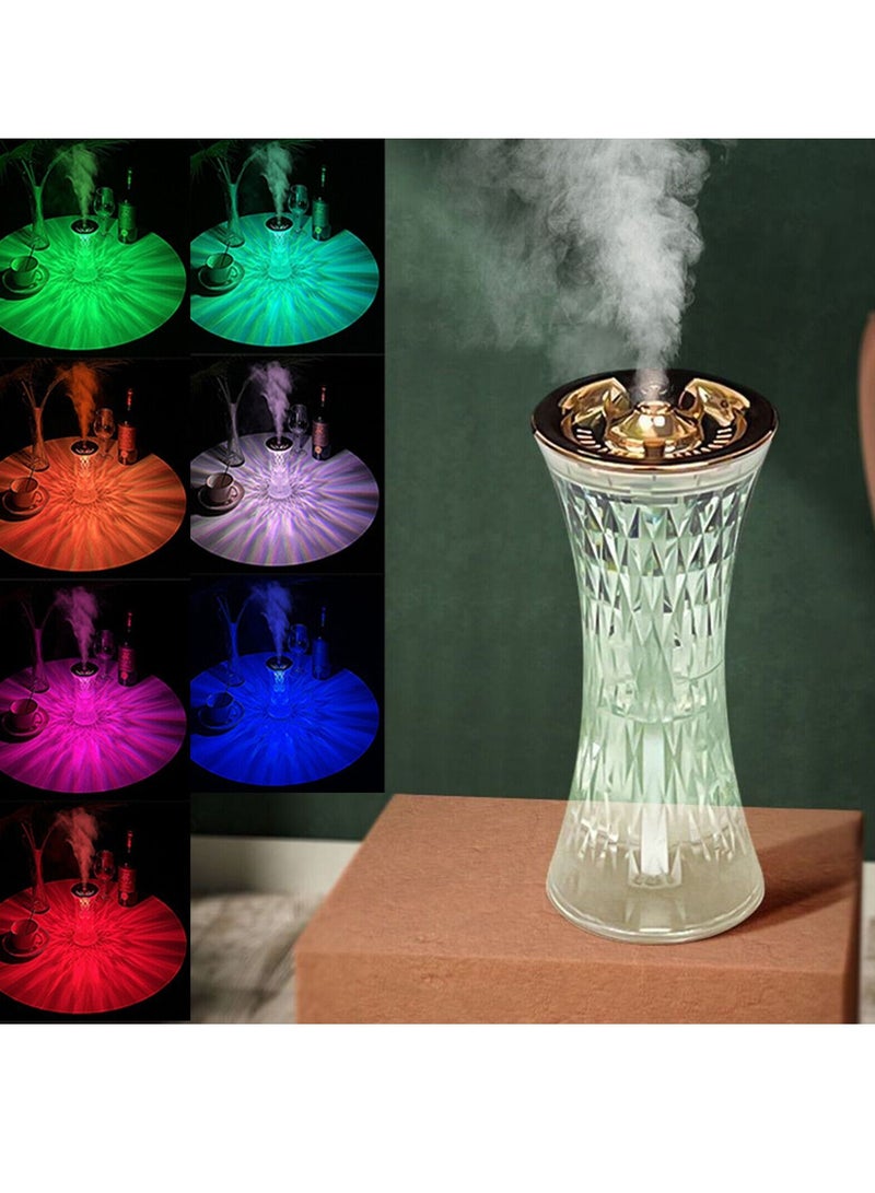 DubaiGallery Rechargeable Air Humidifier Crystal Lamp 6 Colors Touch Diamond Rose Lamp Aromatherapy Humidifiers Diffusers Romantic Humificador  - Image 1