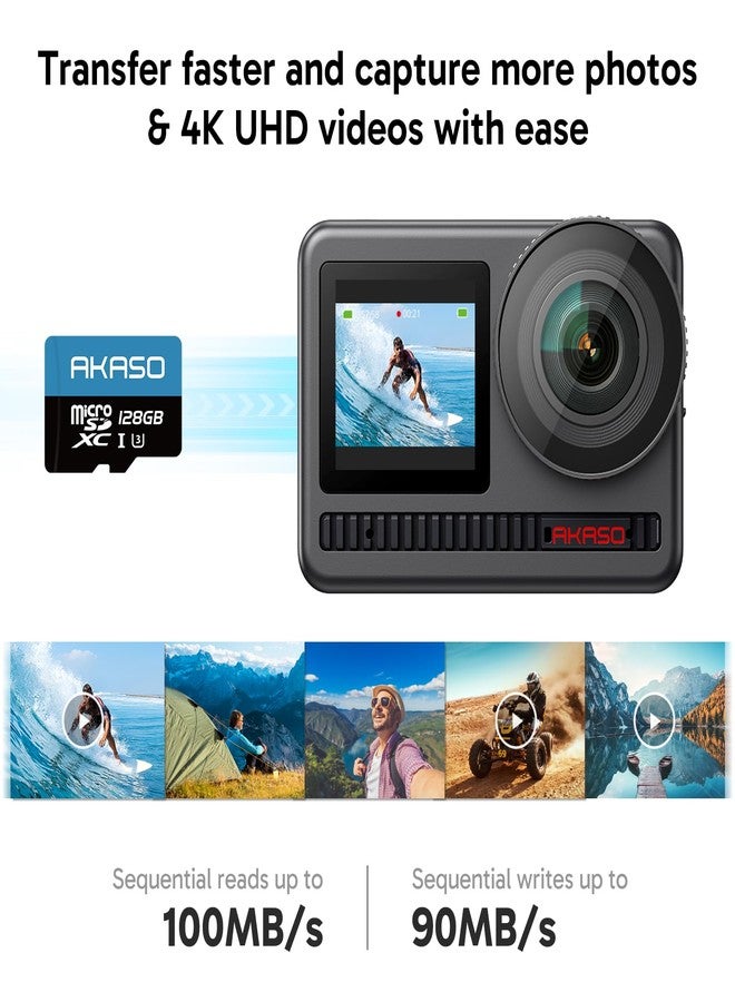 AKASO 128GB microSDXC U3 Memory Card with Adapter - Up to 100MB/s, UHS-I C10, U3, Full HD, 4K UHD, MicroSD Card - Image 3
