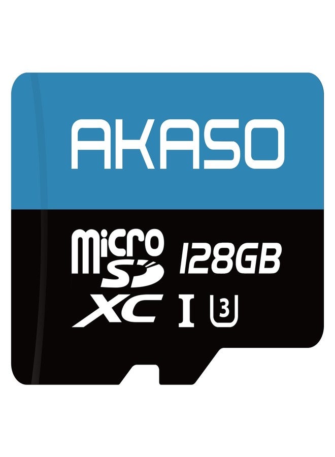 AKASO 128GB microSDXC U3 Memory Card with Adapter - Up to 100MB/s, UHS-I C10, U3, Full HD, 4K UHD, MicroSD Card - Image 1