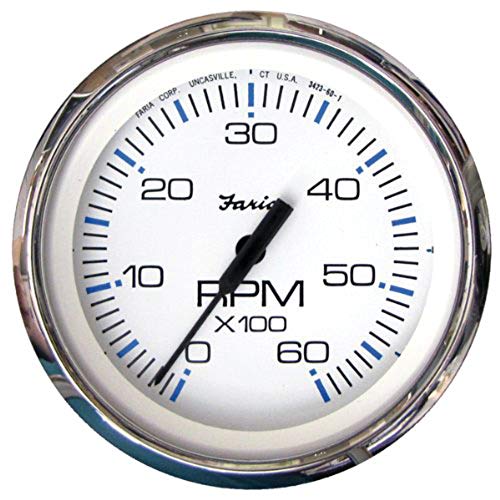 Faria 33807 Chesapeake 6000 rpm Tachometer, white - Image 1