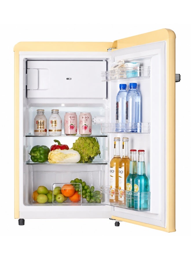 Hoover-123L Retro Style Single Door Refrigerator, Compact Free Standing Fridge with Freezer, Tempered Glass Shelves, Adjustable Thermostat, Eco-Friendly, 1 Year Warranty, Cream - HSD-K123-RW 123 L HSD-K123-RW Cream - Image 4