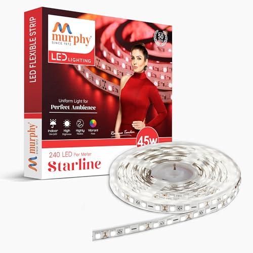 Murphy 45W LED Strip Light 2835 High Lumen 5 Metre (240 LEDs/Mtr) Cool White – 12V DC 10A Driver Included | Cove/False Ceiling/Decor Light (Pack of 1, 1-Year Warranty) - Image 1