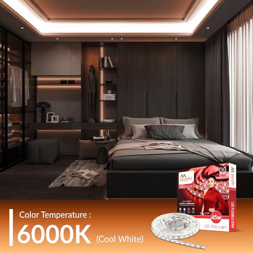 Murphy 45W LED Strip Light 2835 High Lumen 5 Metre (240 LEDs/Mtr) Cool White – 12V DC 10A Driver Included | Cove/False Ceiling/Decor Light (Pack of 1, 1-Year Warranty) - Image 4
