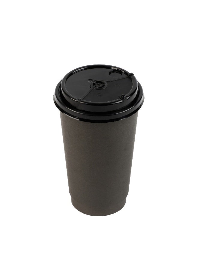 Restaurantware غطاء فقط: أغطية بلاستيكية سوداء لأكواب القهوة سعة 8 و 12 و 16 و 20 أونصة، 100 غطاء قهوة للأكواب الساخنة - أغطية للشرب والشفاط لأكواب القهوة الورقية، الأكواب تباع بشكل منفصل - Image 1