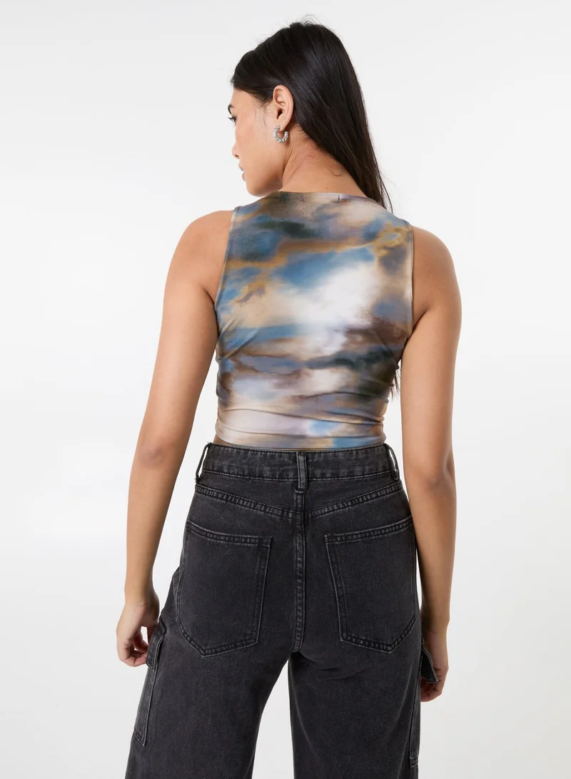 Pink Vanilla Printed Galaxy Letterbox Top